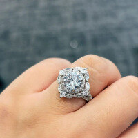 wholesale Metal material first: Zhuo Zhifan Jewelry new European and American micro-inlaid precision simulated diamond ring imported high-carbon diamond Wish cross-border hot-White No. 5