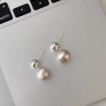 wholesale S925 sterling silver matte brushed sphere earrings, niche design,, elegant and sophisticated women's earrings-0-5