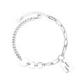 wholesale S925 Sterling Silver Goodluck Charm Chain Link Bracelet with Lucky Plate Pendant, Ins Style Versatile Unisex Hong Kong Fashion Jewelry-0-4