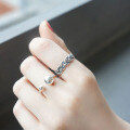 wholesale S925 Silver AR932 Korean-style Fashionable Vintage Distressed Rope Open Ring-0-2