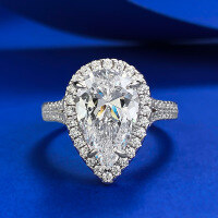 wholesale S925 Sterling Silver High Carbon Diamond Ring, 8*13 Pear Shape Teardrop Ring, European and American Fashion, Live Streaming Drop Shipping-R1029 White Diamond No. 8