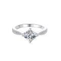 Sterling Silver Asscher Cut Moissanite Sugar Cube Ring Wholesale-0-3