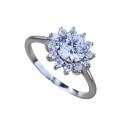 wholesale S925 Sterling Silver 6mm Zircon Sunflower High-end Proposal Ring for Women, Premium Live Stream Xiaohongshu Style-0-4