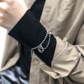 wholesale S925 Sterling Silver Korean-style Retro Trendy Smiley Bead Fringe Bracelet with Woven Beads and Irregular Accessory-0-2
