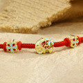 wholesale S925 Sterling Silver Dunhuang Six-Tusked White Elephant Original Beaded Bracelet for Women with Red String and Colored Patterned Cord Wholesale-0-1