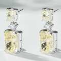 S925 Silver Earrings with G-White Yellowish High-Carbon Full-Cut Diamond, 10X14 Ice Flower Cut-0-0