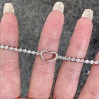 wholesale S925 Sterling Silver All-Over Pink Elk Full Diamond Heart Bracelet for Women, Exquisite and Elegant High-End Luxury Jewelry-BS0203-Platinum 925 Silver