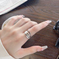 wholesale S925 Sterling Silver Retro Korean Style Minimalist Design Irregular Open Ring Trendy Index Finger Ring-0-3