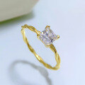 wholesale S925 silver new twist princess square ring for women wedding band ins minimalist-0-2