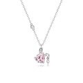 wholesale S925 Sterling Silver Maker Sweet Heart Bunny Ear Pink Zircon Diamond Necklace Fashion Personalized Chain for Women-0-4