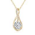 S925 Sterling Silver D Color Moissanite Teardrop Pendant Necklace-0-3