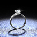 925 Silver D Color Moissanite Ring, One Carat, Four-Prong Starry River Classic Wedding Style-0-0