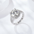 wholesale Platinum 5-carat round moissanite luxury classic halo ring for wealthy women's gatherings-0-2