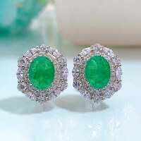 wholesale S925 Silver New Simulation Emerald 7*9 Paraíba Color Earrings for Women,ins Style-Green 925 Silver