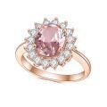 wholesale S925 Sterling Silver Fashionable Luxury Designer Pink Sapphire Ring, Exquisite Craftsmanship Rose Gold Set Gemstone Ring-0-4
