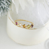 wholesale S925 silver gold-plated Japanese geometric rainbow gemstone ring for women, niche ins light luxury princess, available for wholesale-Multi-geometric ring Mido size 8