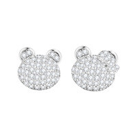 S925 Sterling Silver Minimalist Bear Earrings Wholesale-S925 Sterling Silver + Zircon Earrings  925 Silver