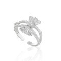 wholesale S925 Sterling Silver Hollow Bow Ring for Women, Minimalist Style, Small and Unique, Ins Aesthetic, Elegant Adjustable Silver Ring-0-0