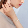wholesale S925 Sterling Silver Cloud Link Bracelet with 6mm Natural Freshwater Round Pearls, T-Bar Floral Filigree Mother-Child Chain Interlocking Design Manufacturer-0-3