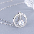 wholesale S925 Sterling Silver Circle Rotating Diamond Inlay Necklace, Fashionable and Light Luxury, Niche Design, Versatile Circular Collarbone Accessory-0-0
