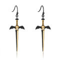 wholesale 925 Silver Dark Series Designer High-End Dagger Gothic Earrings with Natural Gemstones-0-0