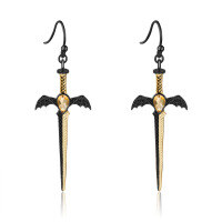 wholesale 925 Silver Dark Series Designer High-End Dagger Gothic Earrings with Natural Gemstones-Natural citrine earrings