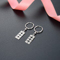 wholesale Sterling Silver Long Square Earrings for Women, Unique Niche Design Hoop, Elegant High-End Stud Earrings-0-1
