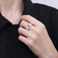 wholesale Pt950 Gold Plated 925 Sterling Silver Brushed Large Men's Ring with 1 Carat Moissanite for Boyfriend as a Domineering Gift-0-3
