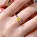 wholesale S925 Sterling Silver 125 Carat Cushion Cut Yellow Simulated Diamond Square Ring for Women-0-3