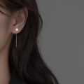 wholesale S925 Sterling Silver Single Diamond Tassel Ear Thread Korean Version Minimalist Elegant High-end Niche Ear Accessories M02069-0-2
