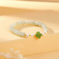 wholesale S925 Sterling Silver Yahee Clover Hetian Jade Bracelet for Women, New Chinese Style Small and Fresh Cultured Freshwater Pearl Bracelet-0-1