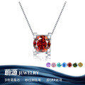 wholesale S925 Sterling Silver Four-Prong Round Moissanite Necklace for Women Pendant Light Luxury Choker Chain Jewelry-0-2