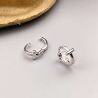 wholesale S925 Sterling Silver Fashion Diamond-Inlaid T Ear Clips for Women, Minimalist Niche Design, Cold Tone Earrings, Daily Wear Versatile, Gift for Her-T-shaped earrings 925 silver