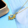 wholesale 925 Silver Gold-Plated Vintage Court-Style Openwork Lace Edge Pendant Sky Blue Topaz Fashion Necklace Sweater Chain-0-3
