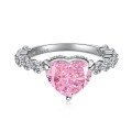 wholesale S925 Sterling Silver Women's Ring with Ice-Cut Heart-Shaped Zircon Design, Fashionable, Exquisite, and High-End-0-4