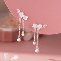 wholesale 999 Silver Exquisite New Chinese Style Literary Retro Plum Blossom Tassel Earrings M06065-0-2