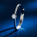 S925 Silver 6-Prong Cultured Gemstone Women's Ring, Minimalist High-Quality-0-2