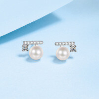 wholesale S925 Silver Pearl Earrings, Pure Silver Ear Studs for Women, High-End Minimalist Jewelry, Ready to Ship Wholesale, Retro Commuter Style-21.6 points/6-7mm bread beads 925 silver