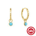 wholesale 925 Sterling Silver Classic Best-Selling Versatile Turquoise Hoop Earrings Hinge Climbers EarringsINS-0-0