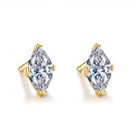 S925 Silver Euro-Style Laser-Drilled 0.5ct Marquise G Color Moissanite Ear Cuff Stacking Earrings-Set with 0.5CT high carbon diamond