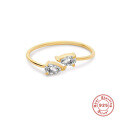 wholesale S925 Sterling Silver Mini Teardrop Heart-shaped Zircon Open Ring,-0-6