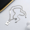 wholesale S925 Sterling Silver Plaid NO Pendant Necklace, Trendy Hip-Hop Style Hong Kong Fashion Unisex Collarbone Chain-0-2