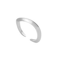 wholesale S925 Sterling Silver 865 New Style Small Niche Geometric Irregular Wave Design Ins Minimalist Aesthetic Adjustable Opening Ring for Women-JA866/Narrow White Gold [No. 15/Adjustable] Adjustable opening