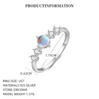 wholesale S925 Sterling Silver Cross-border Hot-sale Imitation Moonstone Ring For Women, Thin Band With Micro-set Zirconia, Minimalist Luxury-K2406_Moonlight Glass/White Zirconium_Platinum Plated_Mido 7&gt;S925 Sterling Silver