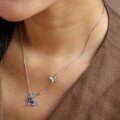 wholesale S925 Sterling Silver New Blue Luminescent Dynamic Butterfly Necklace for Women Ethereal Butterfly Light Luxury Collarbone-0-3