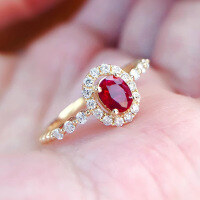 wholesale S925 Sterling Silver, 18K Gold, and Glass Red Elk Full Body Ring, European and American Court Style Women's Ring, Fashion Versatile Band-BZ0068-Gold US size 10