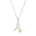 wholesale S925 Sterling Silver Little Star Diamond-Encrusted 26 Letters Alphabet Pendant Necklace,Ins-0-4