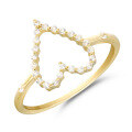wholesale 10K Gold White Zirconia Simple and Stylish Commuter Hollow Heart Ring for Wholesale by Yili Jewelry-0-0