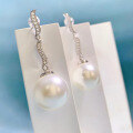 wholesale S925 silver jewelry trendy precision-set 14mm pearl shell bead earrings,-0-2