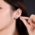 wholesale S925 Silver Fashionable and Elegant Korean-style Round Four-Prong Earrings for Women with Moissanite, Niche and Exquisite Cross-Border Earring Wholesale-0-3